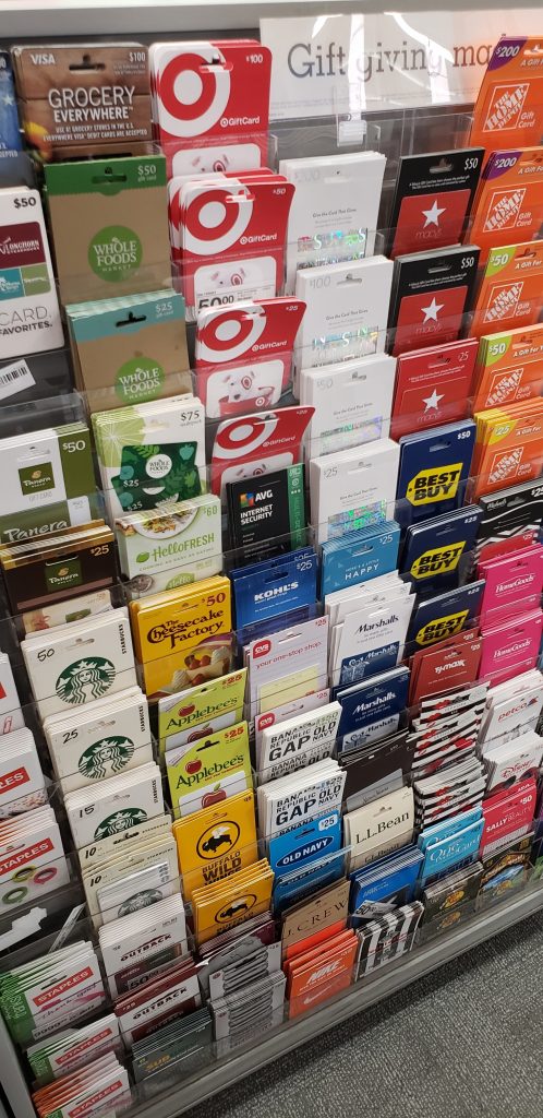 Gift card rack at Staples