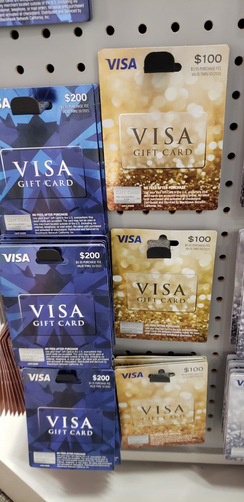 Visa gift cards at Staples