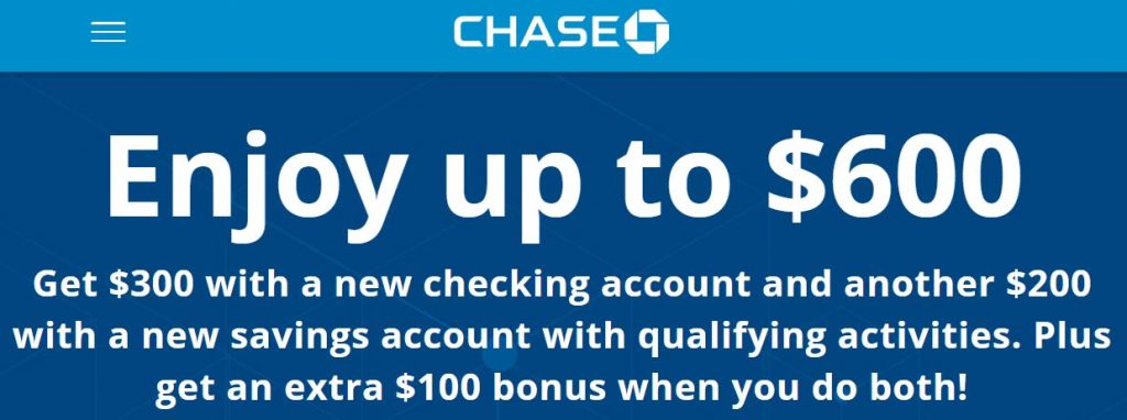 Chase $600 bank bonus banner