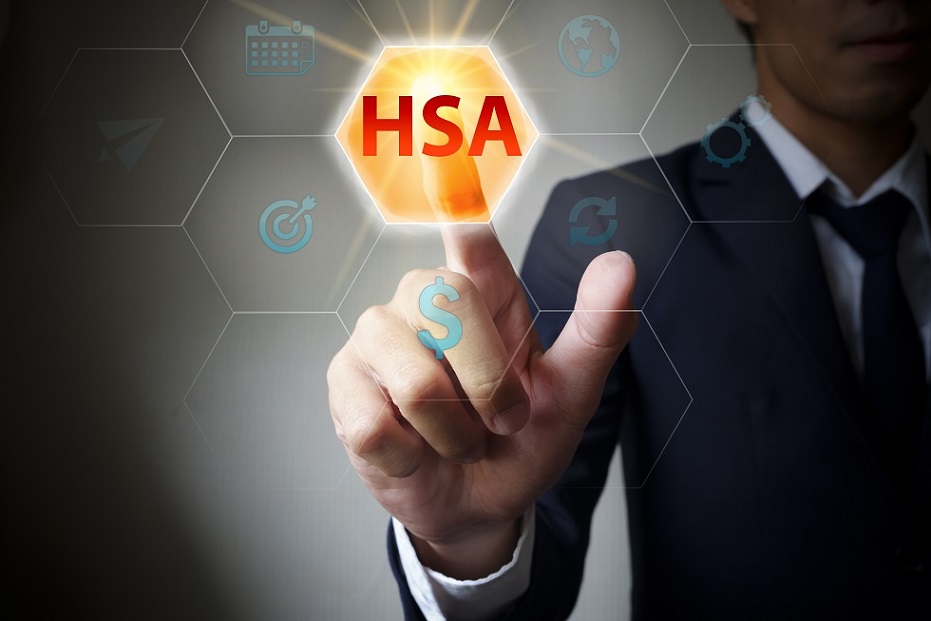 A man pointing to HSA button on digital screen