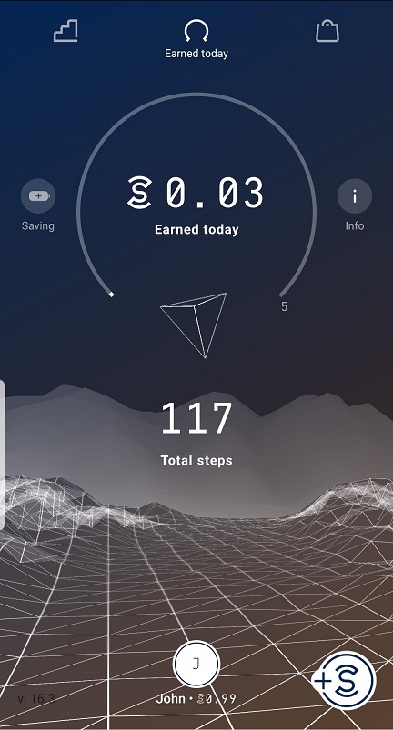 Sweatcoin app home screen