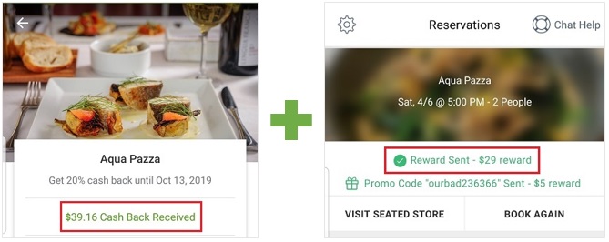 Aqua Pazza Restaurant cash back on Groupon and Seated