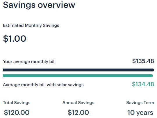 Arcadia Power one solar panel savings overview