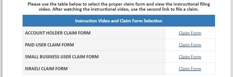 Choose claim type for Yahoo Class Action Settlement