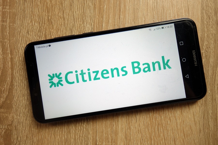 Citizens Bank logo on phone screen
