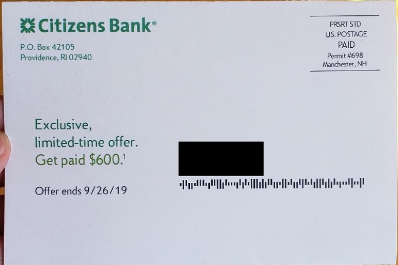 Citizens Bank mailer front