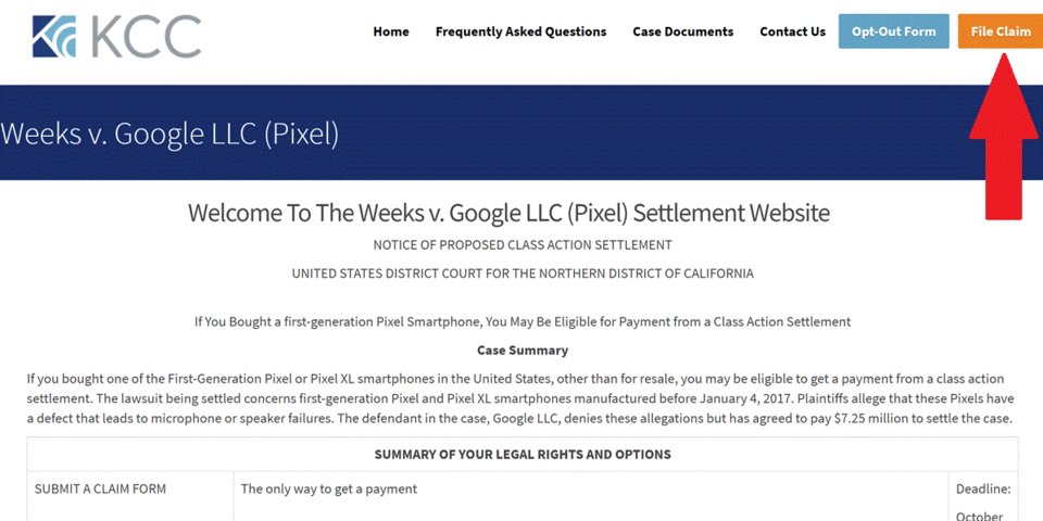 File a claim for Google Pixel Class Action Settlement