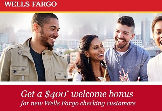 Wells Fargo $400 bank account sign-up bonus banner
