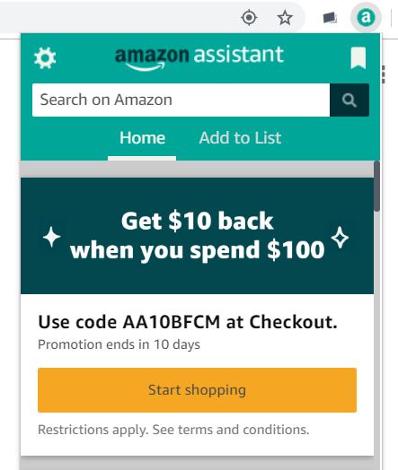Using Google Chrome to access Amazon Assistant