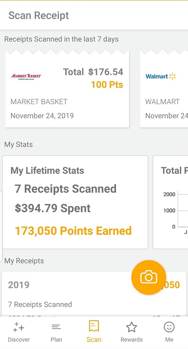 Receipt summary screen on the Fetch Rewards app