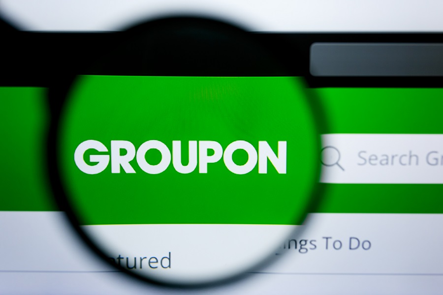 Magnified Groupon logo on company home page