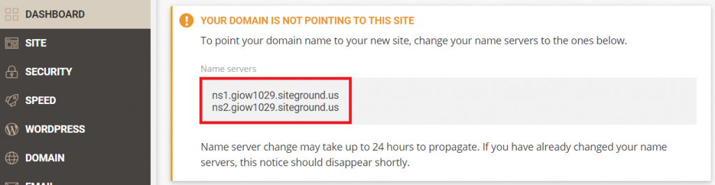 Name servers on SiteGrond