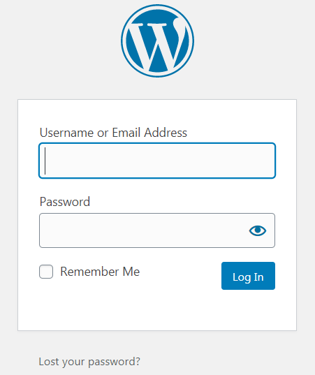 WordPress login panel