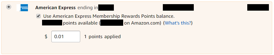 Applying 1 AMEX point to an Amazon order