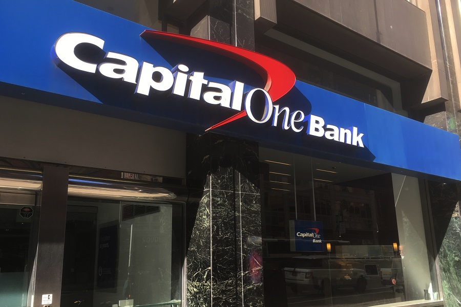 Capital One Bank sign on a building