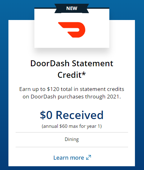 Chase Sapphire Reserve benefit of DoorDash statement credit