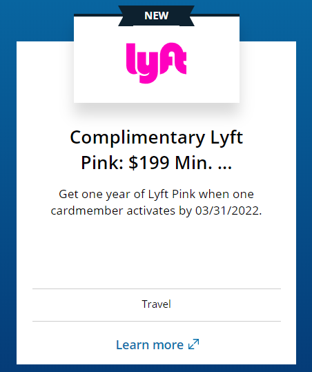 Chase Sapphire Reserve benefit of free 1-year Lyft Pink subscription