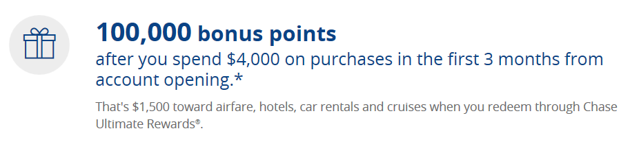 Chase Sapphire Reserve original 100,000 sign-up offer
