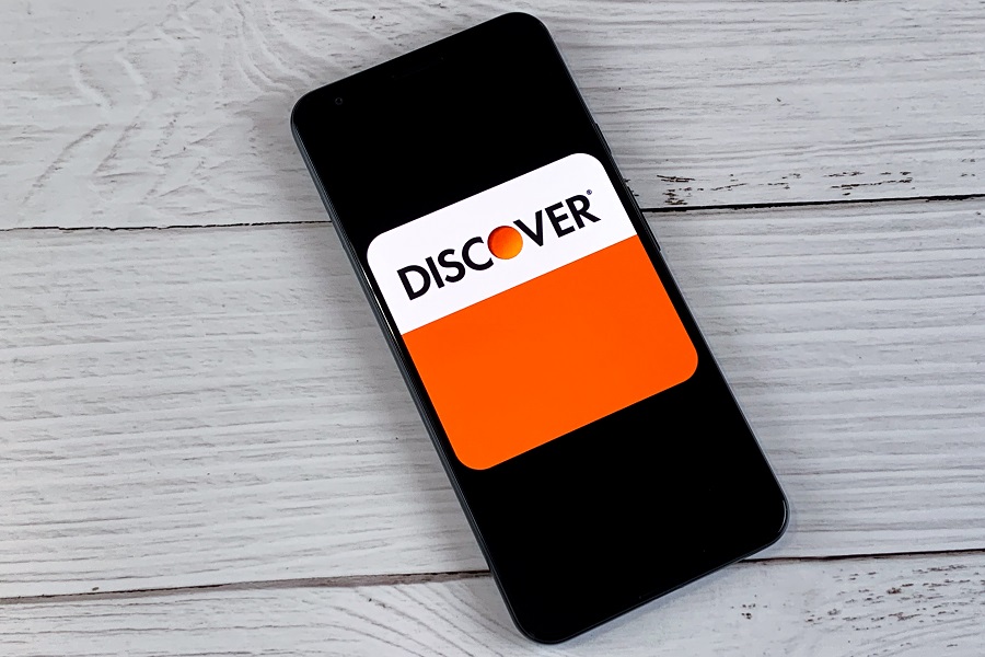 Discover logo on mobile phone