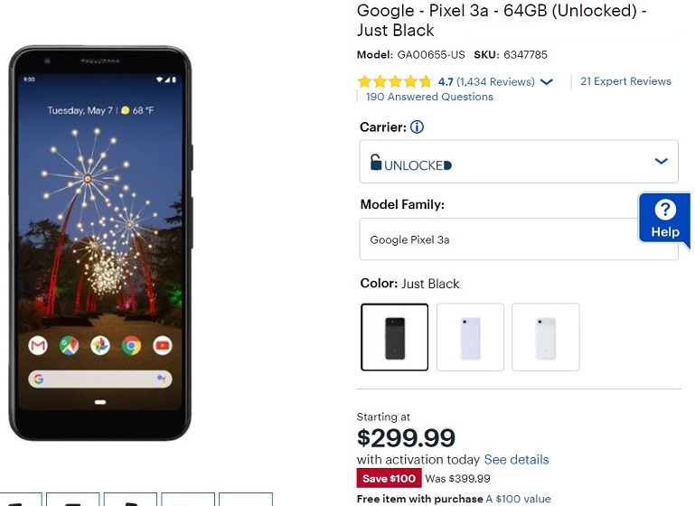 Google Pixel 3a at Best Buy
