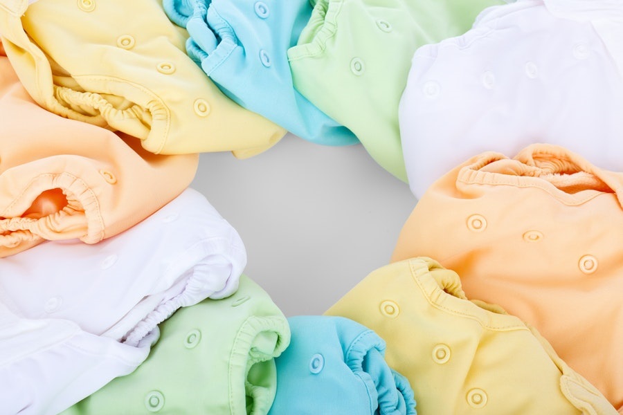 Diapers in various colors
