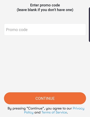 Screenshot of where to enter a code in the Upside app
