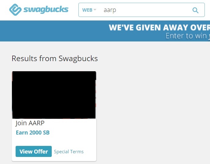 Swagbucks' AARP deal for 2,000 SB