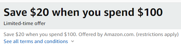 Amazon save $20 off $100 on baby care items