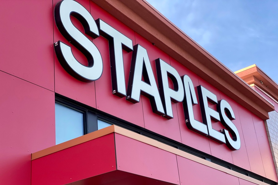 Staples logo on store front