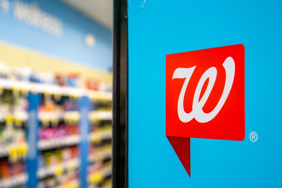 Walgreens logo inside store display