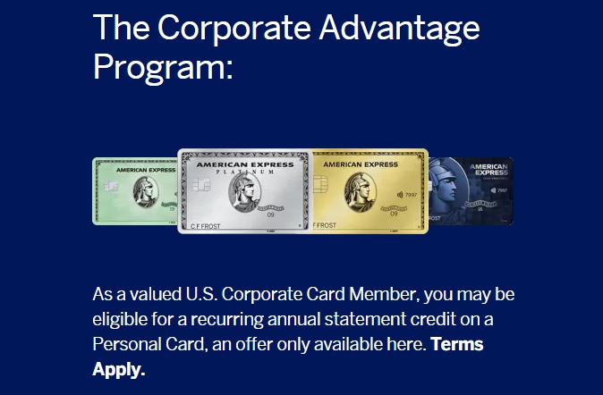 American Express Corporate Advantage Program landing page