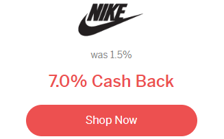 Rakuten 7% cash back at Nike