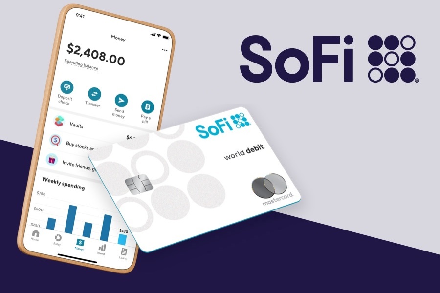 SoFi Money with phone and debit card