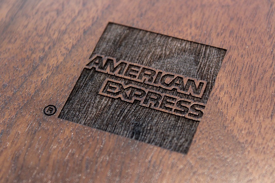 American Express wooden stamp logo