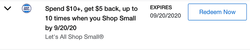 Amex Offers Shop Small Business - Spend $10+ and Get $5 Back, up to 10 times