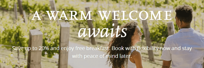 Hyatt 20% off and free breakfast promotion