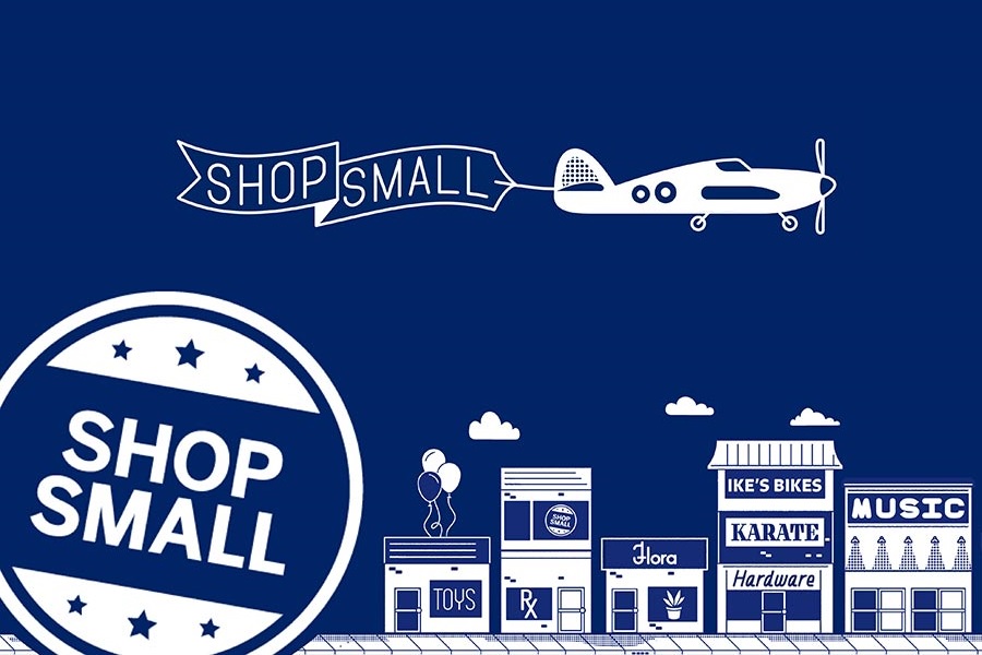 Shop Small Business blue background