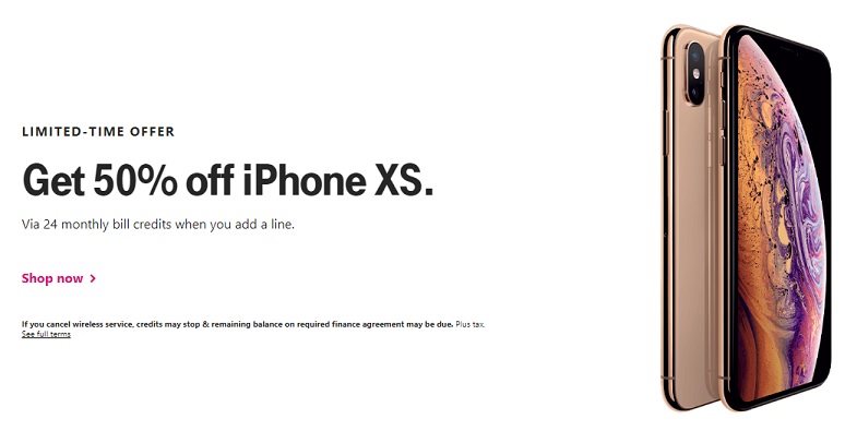 T-Mobile 50% off iPhone XS promotion