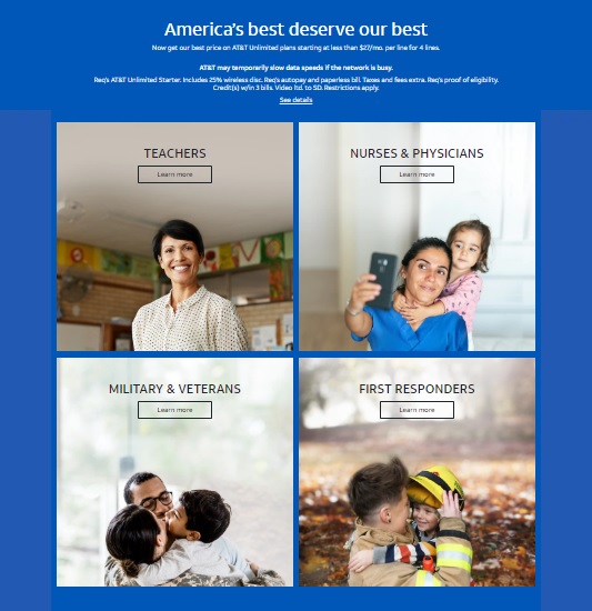 AT&T "America's best deserve our best" promotion