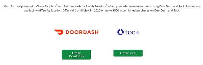 DoorDash and Tock benefits for Chase Sapphire cards