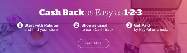 Rakuten 3 steps to earn cash back