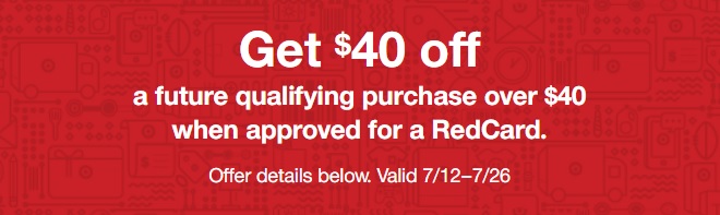 Target RedCard $40 off $40+ offer