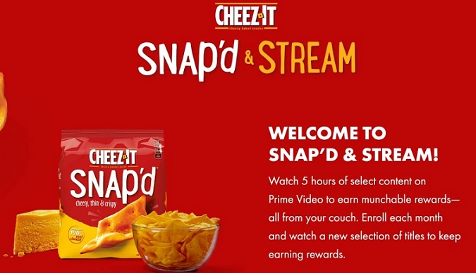 Cheeze-It Snap'd & Stream promotion landing page splash ad