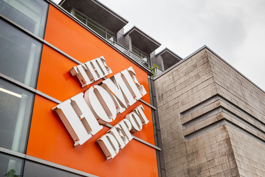 Home Depot logo on store building