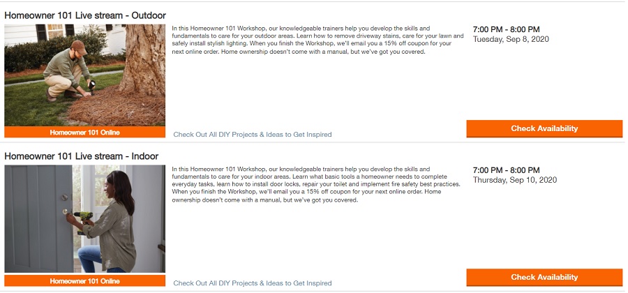 Home Depot digital workshops