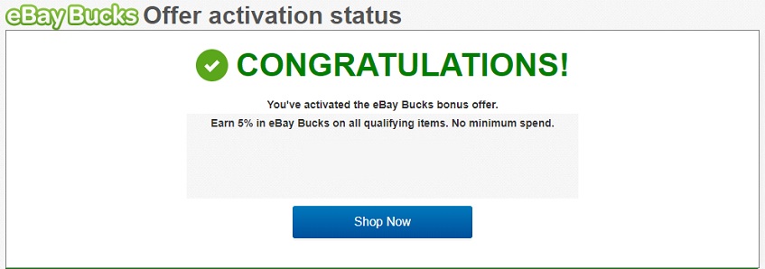 eBay Bucks promotion activation status