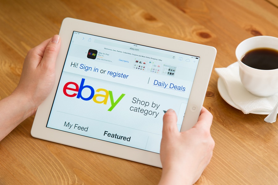 eBay web site shown on tablet