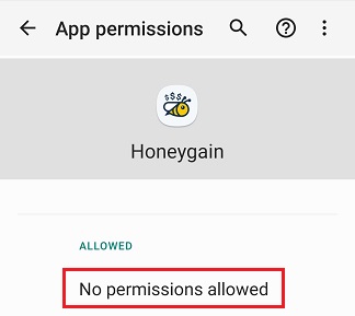 No permissions allowed on Honeygain app
