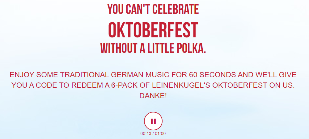 Leinenkugel Beer listening to traditional german music for 60 seconds