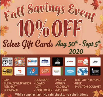 Market Basket 10% gift card sale